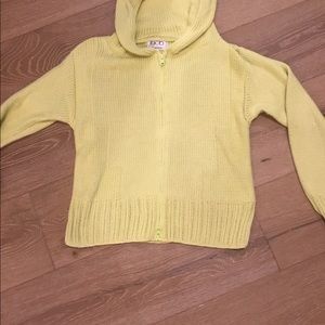Rico Hand Knits GUC Yellow Zip Front Hood Sweater